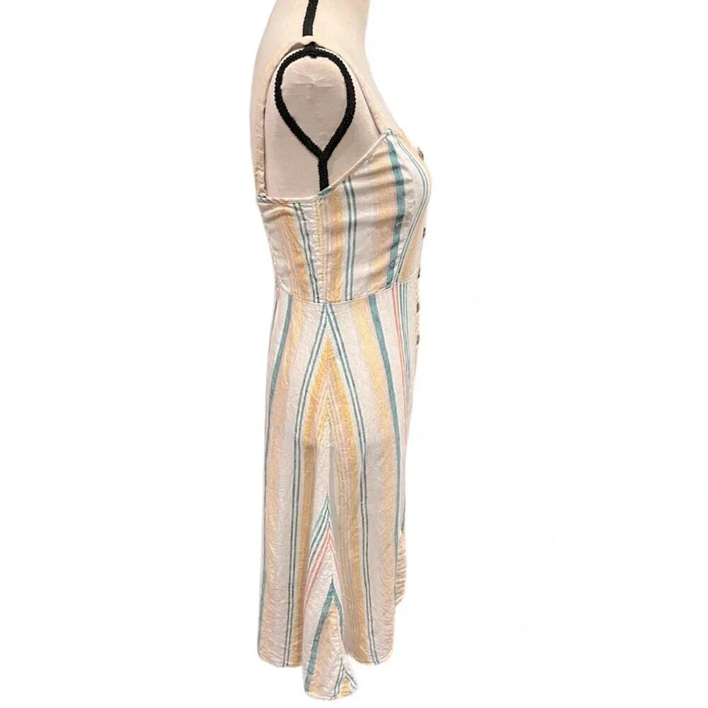 Madewell Linen Fitted-Bodice Midi Dress in Stripe Size 0 - Picture 7 of 11